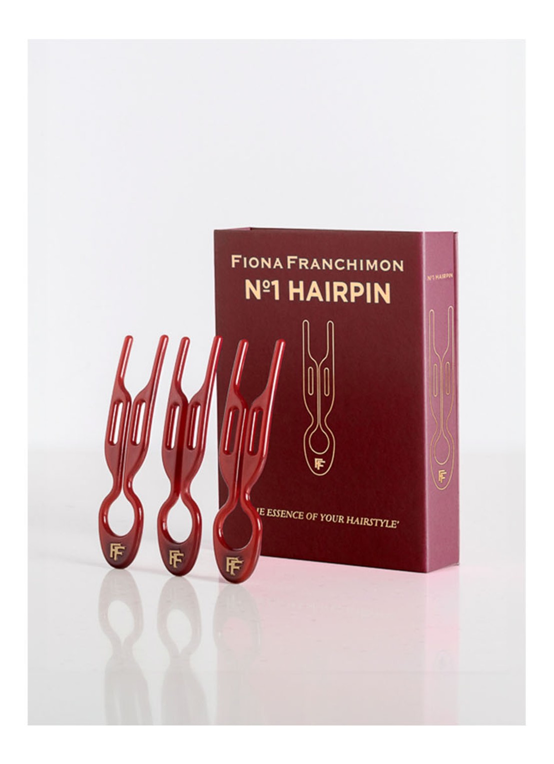 Fiona Franchimon Nº 1 Hairpin - Limited Edition haarpin set van 3 - detail ruby red