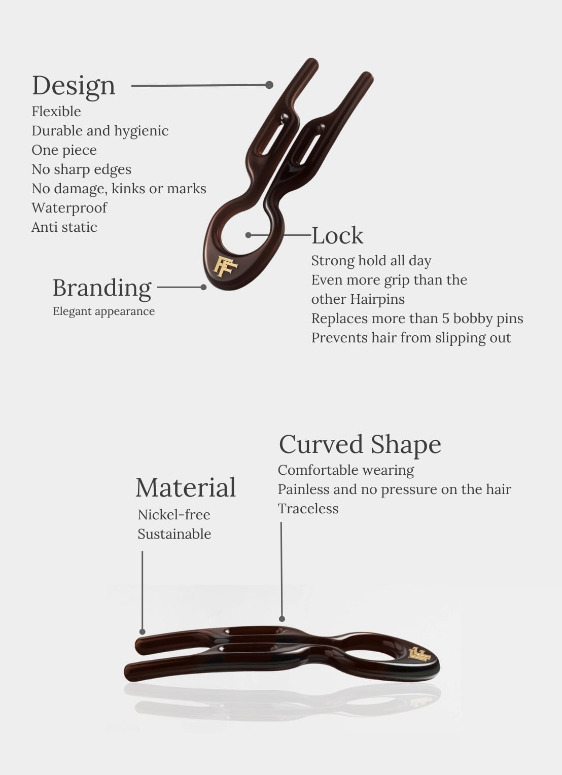 Fiona Franchimon Nº 1 Hairpin Petite - detail 6 bruin