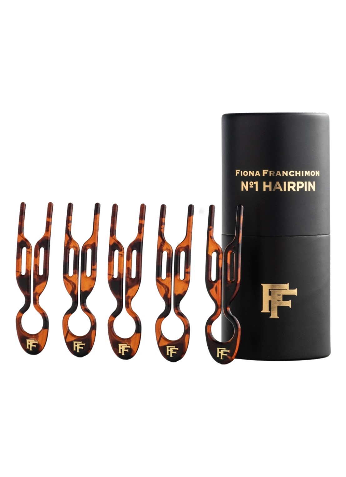 Fiona Franchimon Nº1 HAIRPIN|Classic Havana - haarpin set van 5 - voorkant zwart