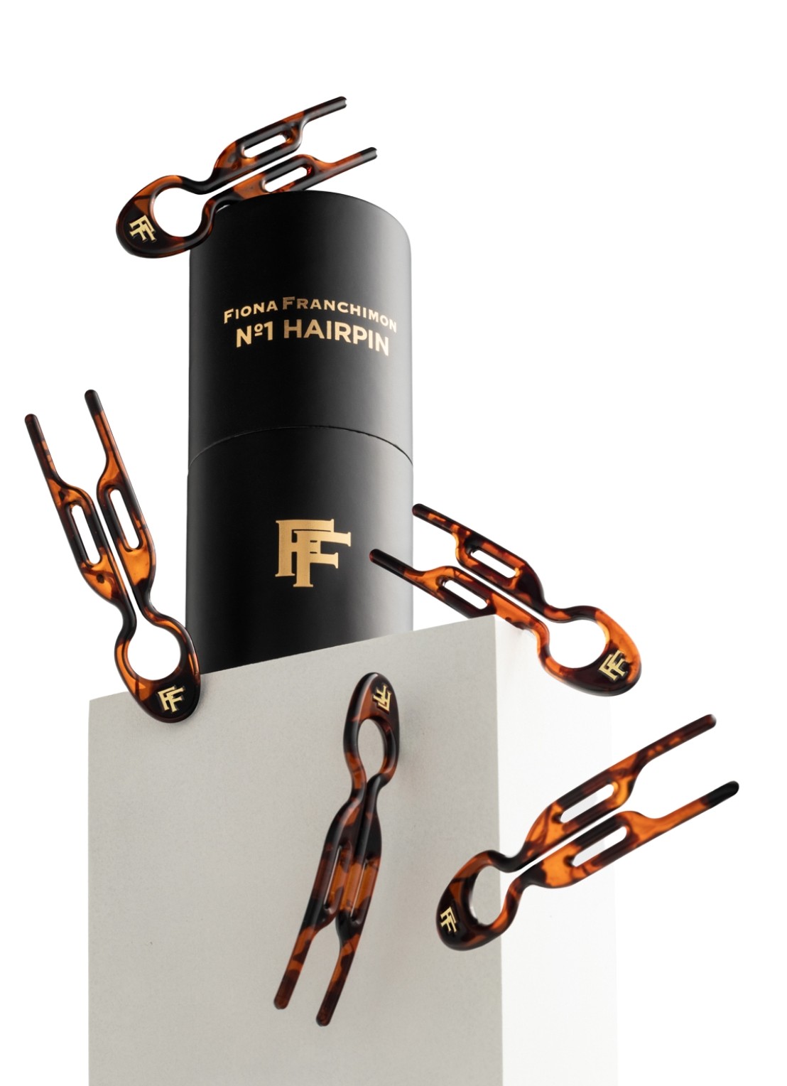 Fiona Franchimon Nº1 HAIRPIN|Classic Havana - haarpin set van 5 - voorkant 2 zwart