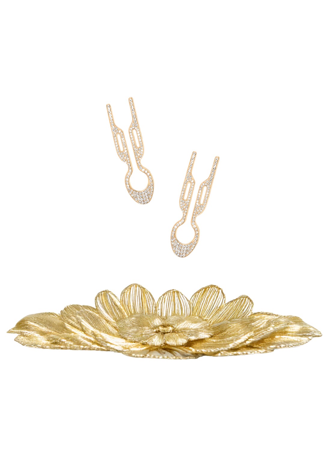 Fiona Franchimon Nº 1 Hairpin Petite Steel met Swarovski® Crystals - haarpin set van 2 - detail goud
