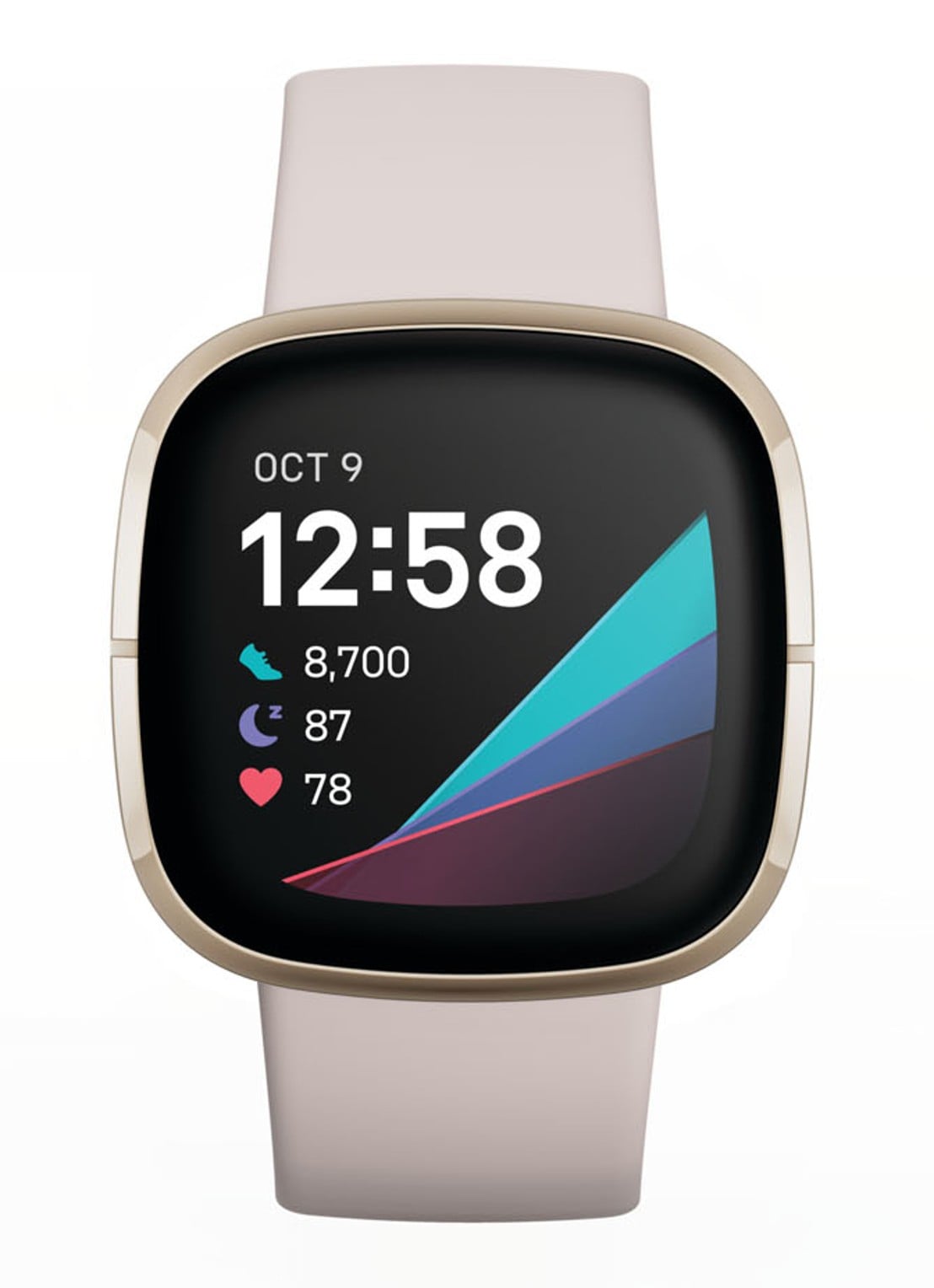 Fitbit Sense smartwatch FB512GLWT - voorkant goud