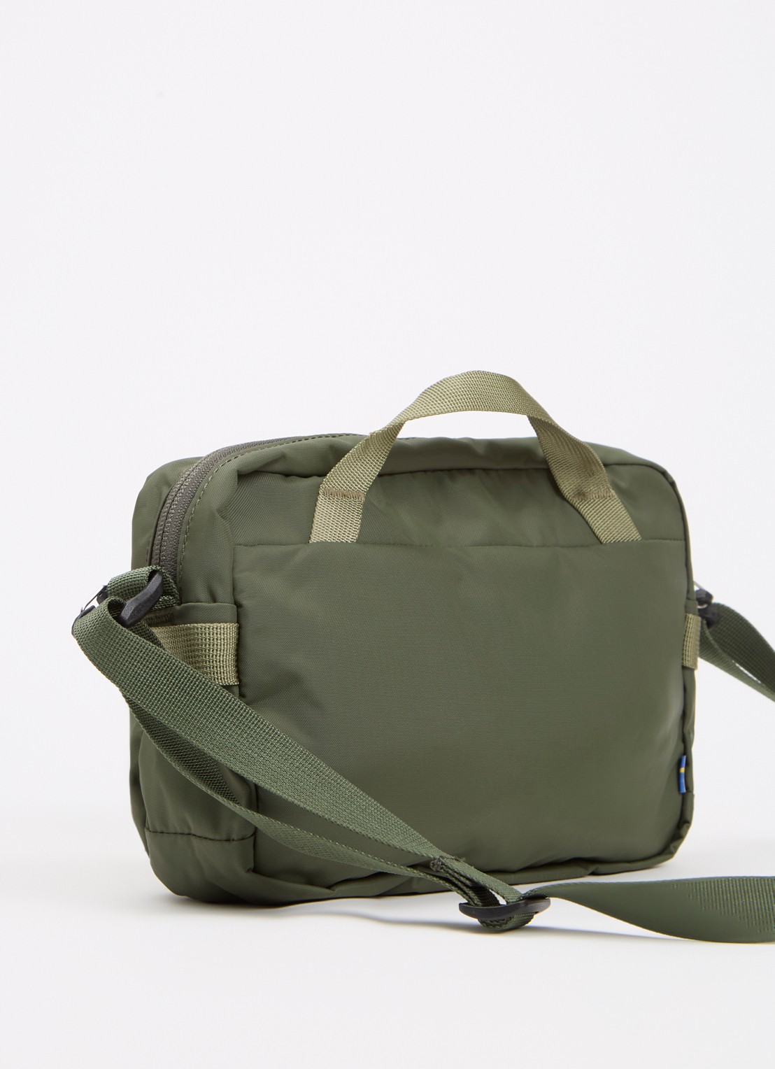 Fjällräven High Coast crossbodytas met logo - achterkant bronsgroen