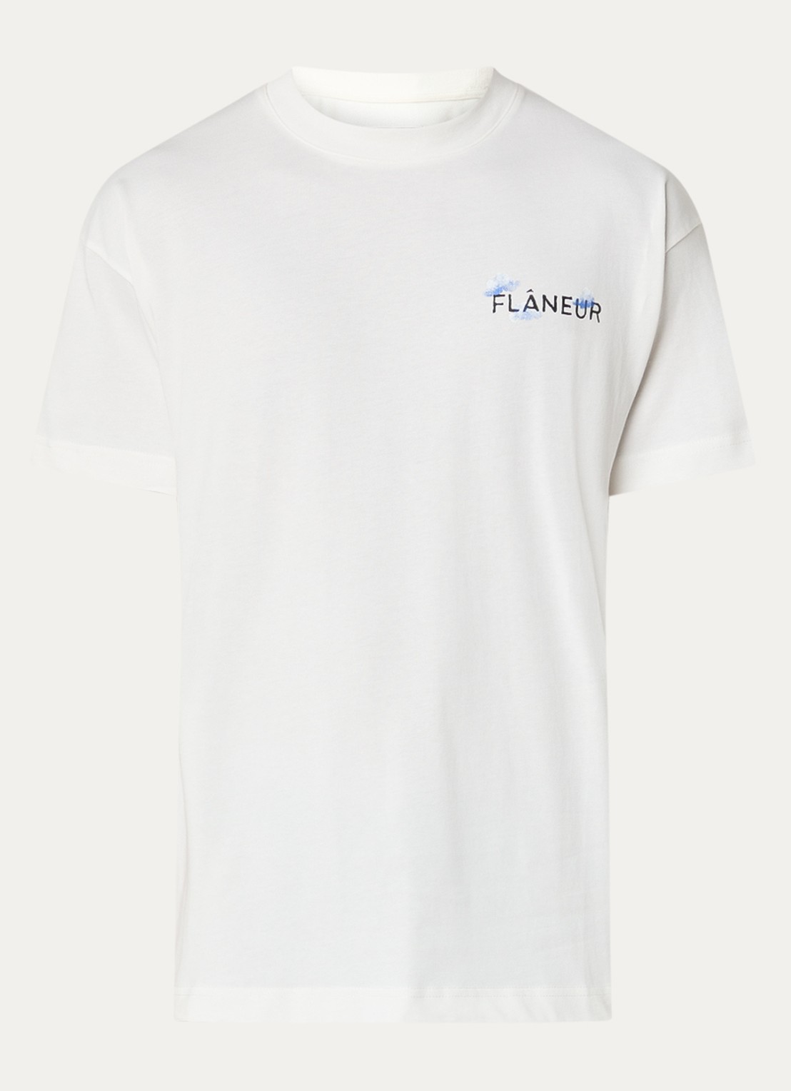 FLÂNEUR Aéronautique T-shirt met logo- en backprint - voorkant 2 wit
