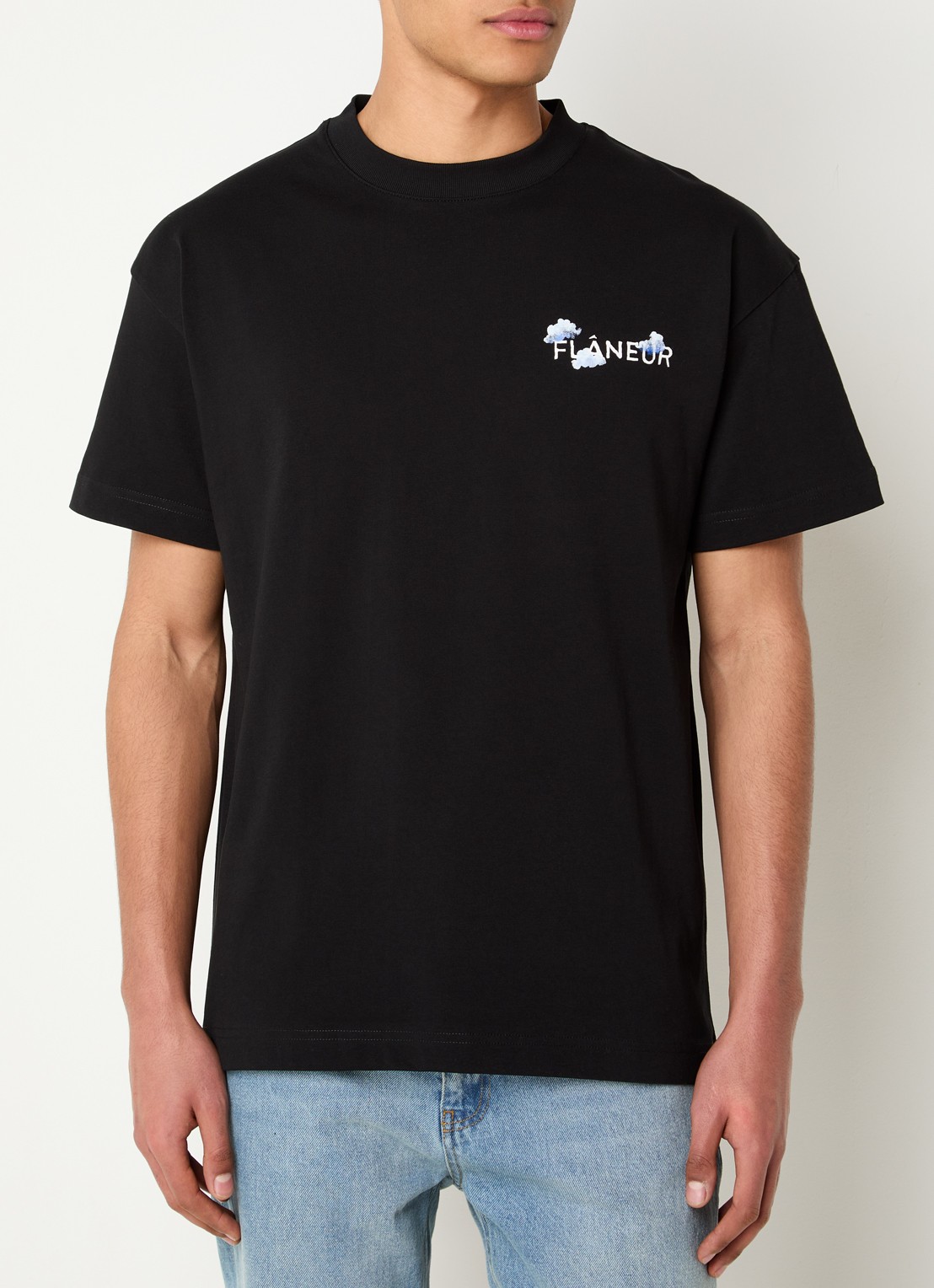 FLÂNEUR Aéronautique T-shirt met logo- en backprint - achterkant 4 zwart