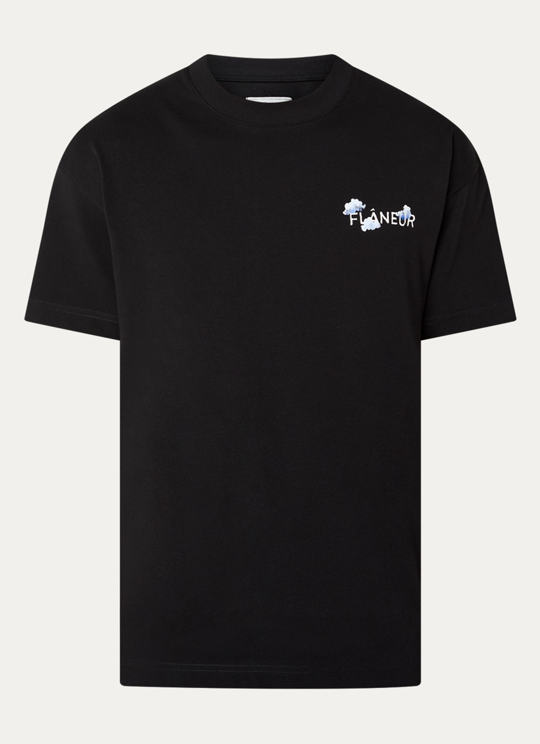 FLÂNEUR Aéronautique T-shirt met logo- en backprint - voorkant 2 zwart