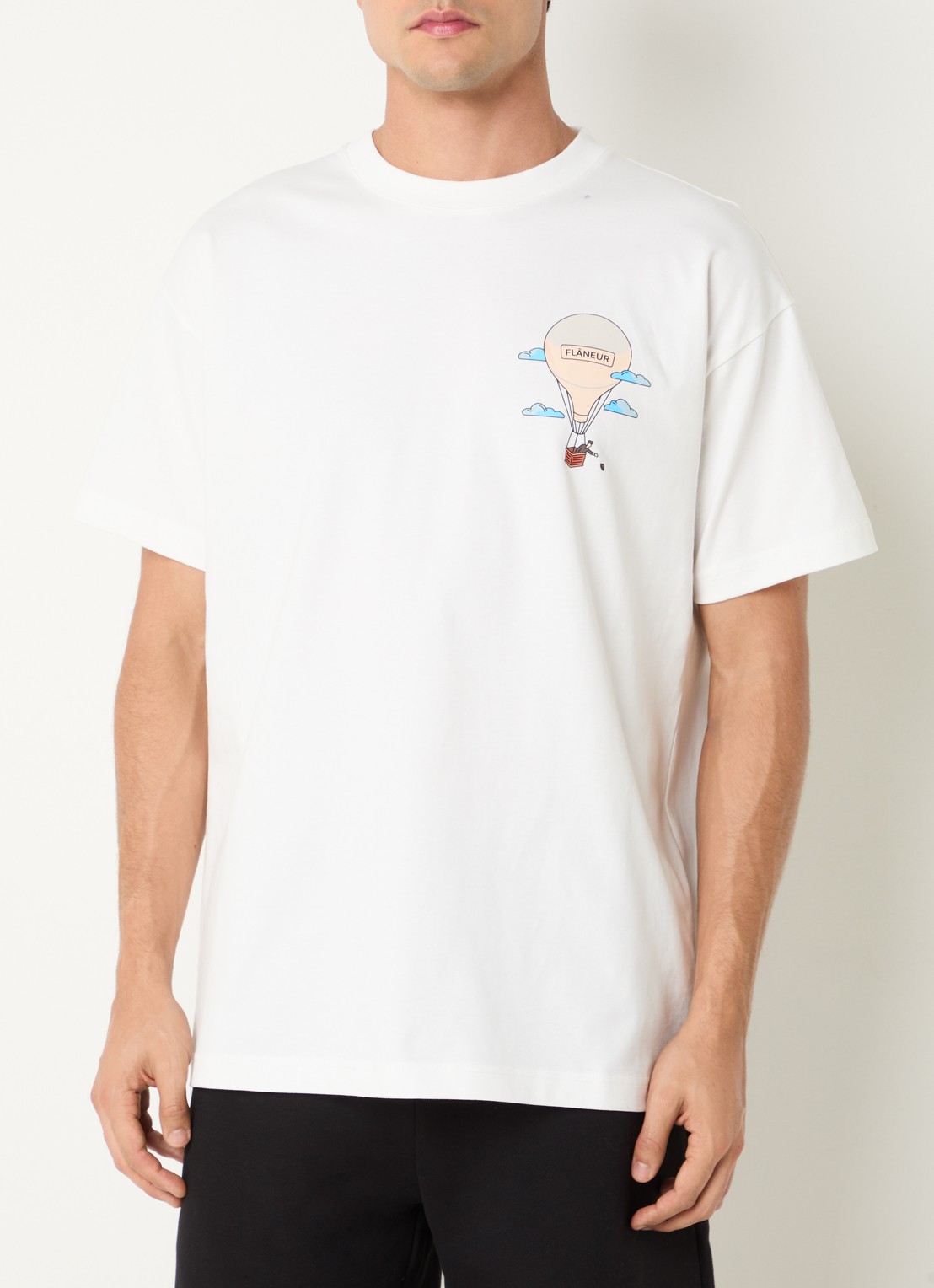 FLÂNEUR Aeronautique T-shirt met logo- en backprint - achterkant 2 wit