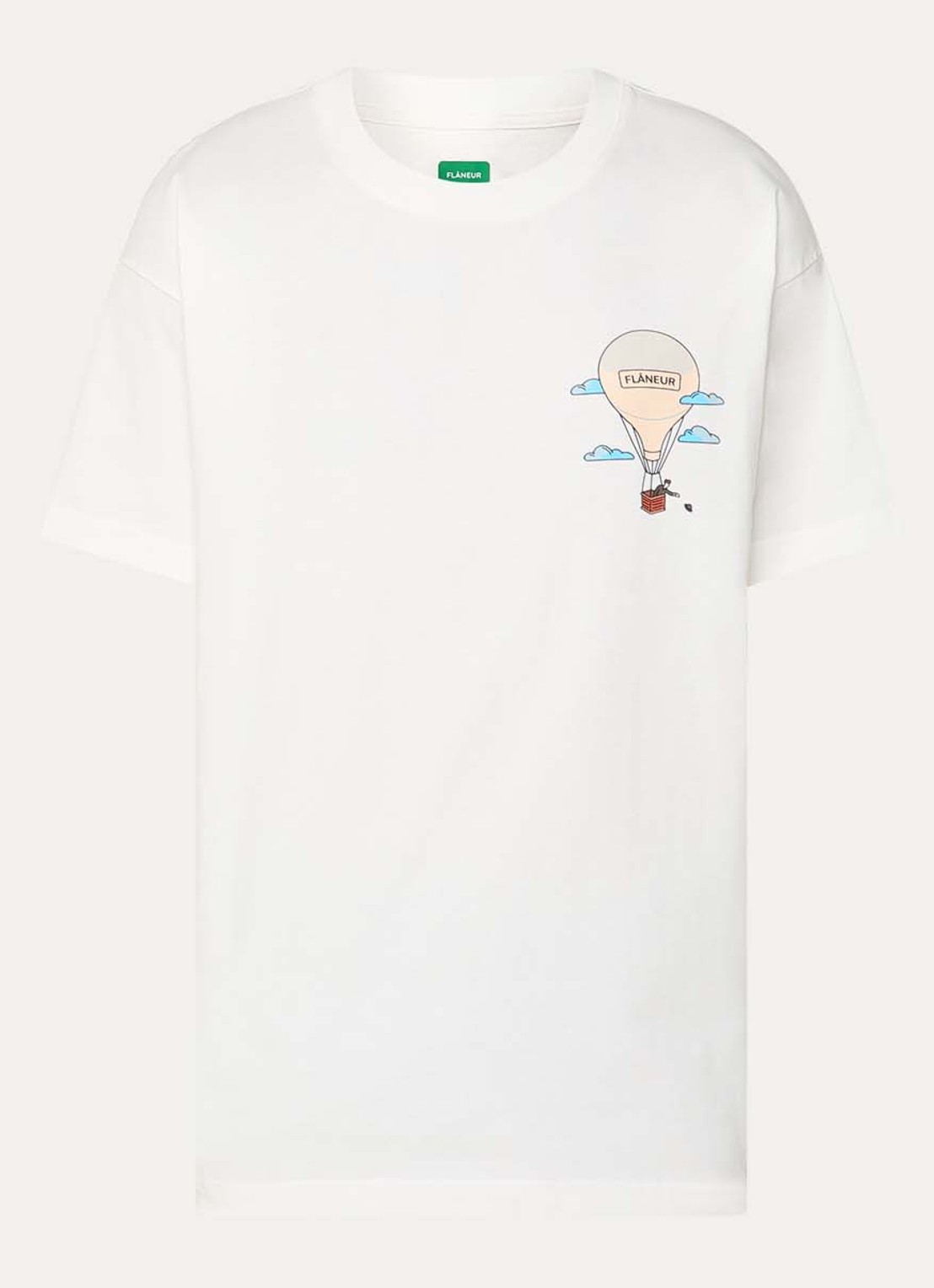 FLÂNEUR Aeronautique T-shirt met logo- en backprint - voorkant 3 wit