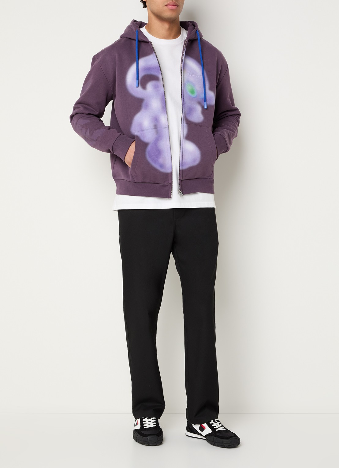 FLÂNEUR Alien sweatvest met print - voorkant 4 paars