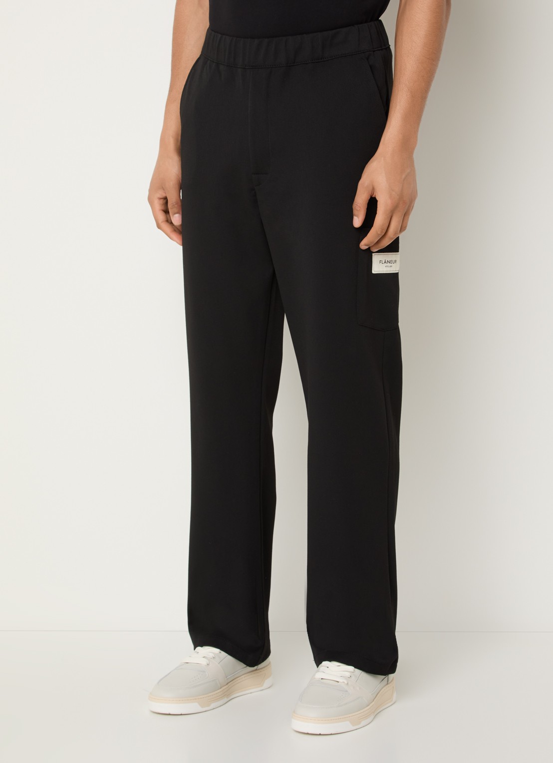 FLÂNEUR Atelier loose fit joggingbroek met logo en steekzakken - detail 4 zwart