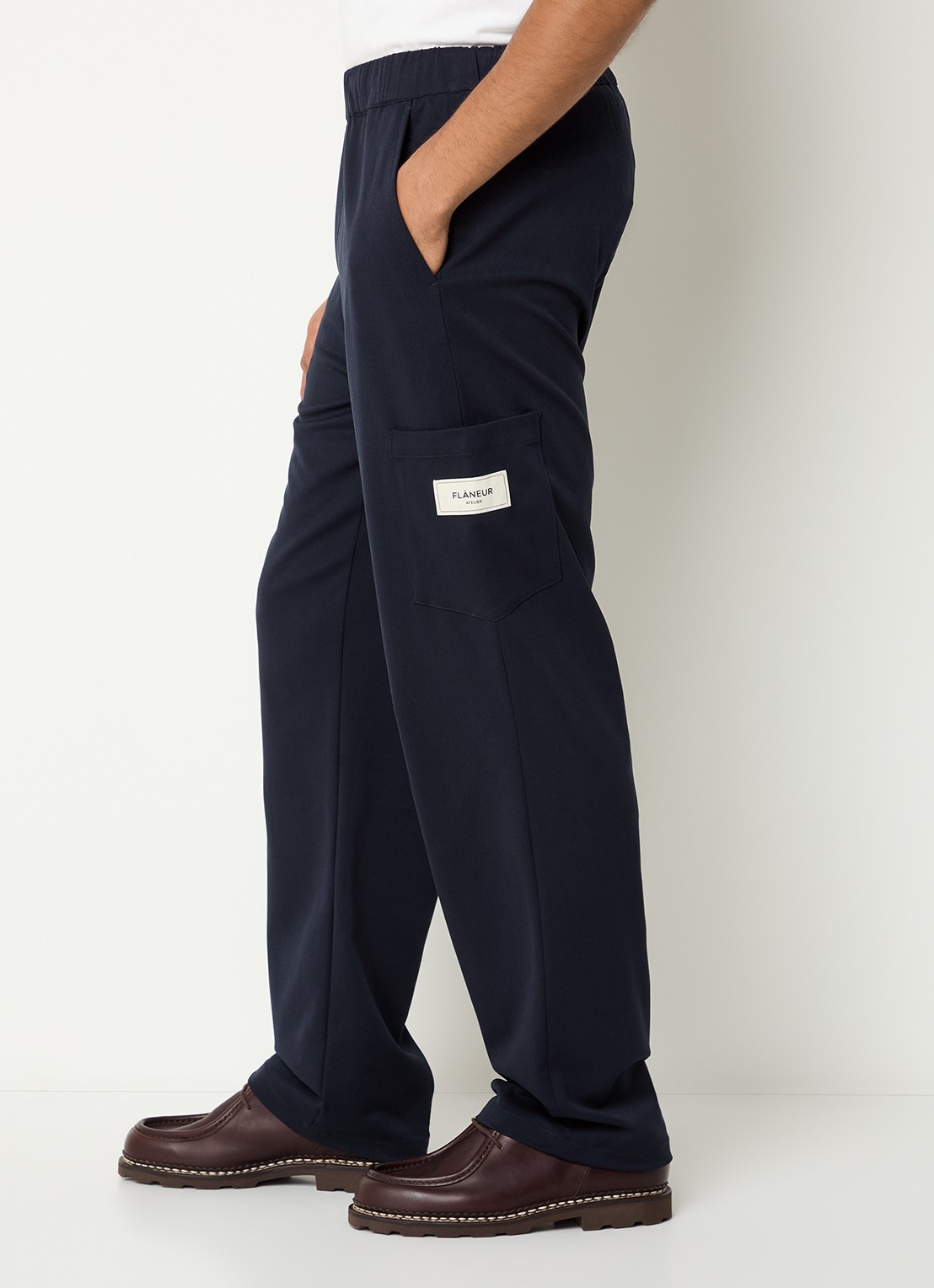FLÂNEUR Atelier loose fit joggingbroek met logo en steekzakken - detail 2 donkerblauw