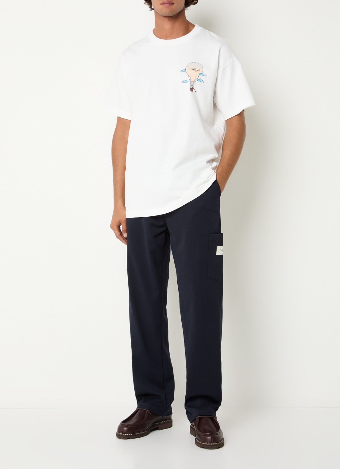 FLÂNEUR Atelier loose fit joggingbroek met logo en steekzakken - voorkant 5 donkerblauw