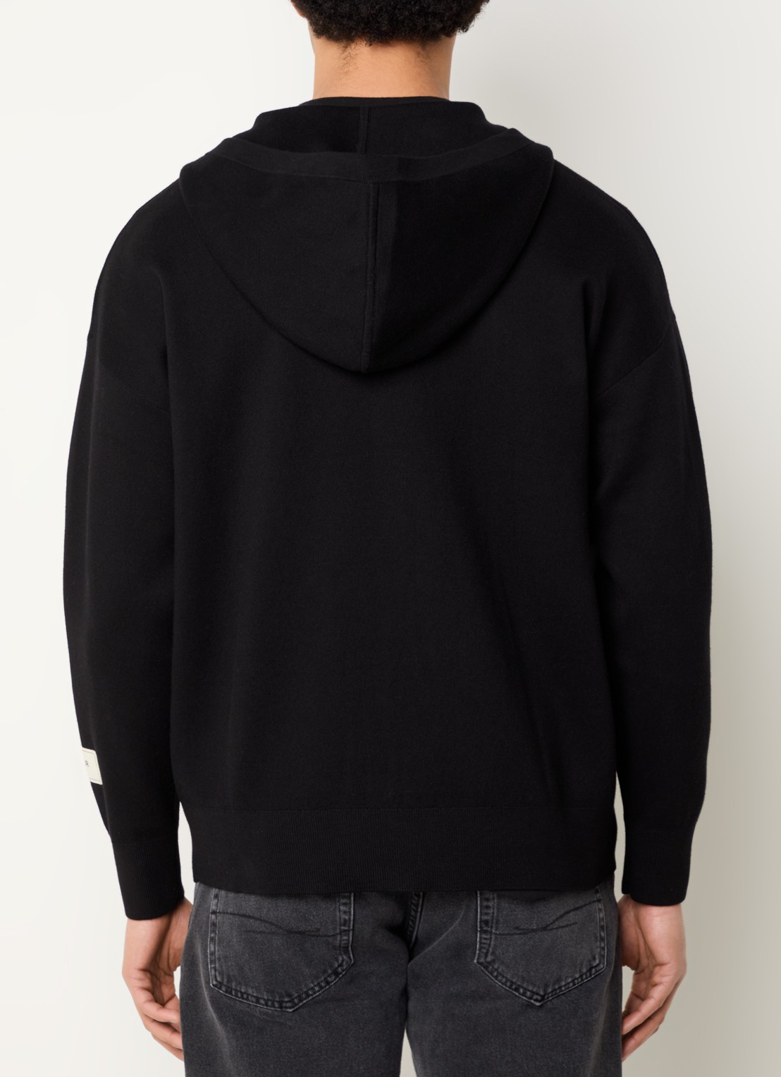 FLÂNEUR Atelier sweatvest van katoen met capcuchon - achterkant zwart