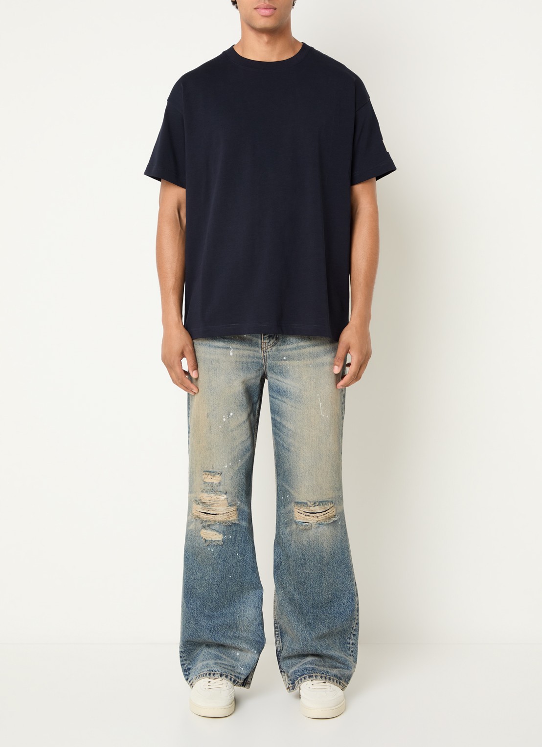 FLÂNEUR Atelier T-shirt met logo - voorkant 4 donkerblauw