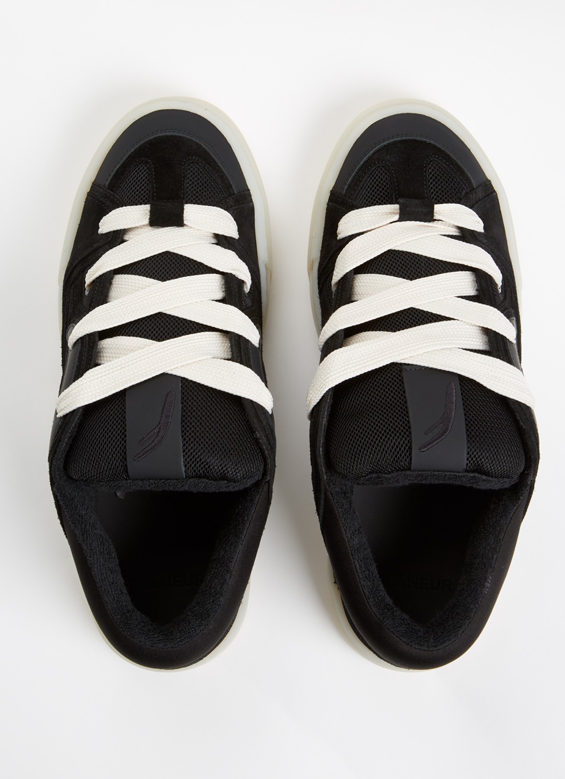 FLÂNEUR Avenue sneaker van kalfssuède met mesh details - detail 3 zwart