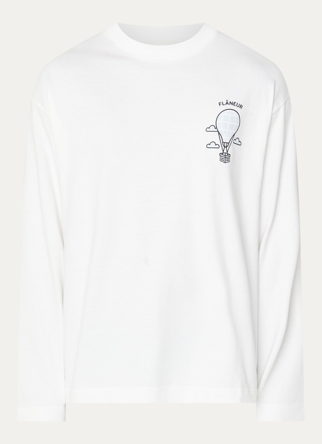 FLÂNEUR Balloon longsleeve met logo- en backprint - voorkant 2 wit