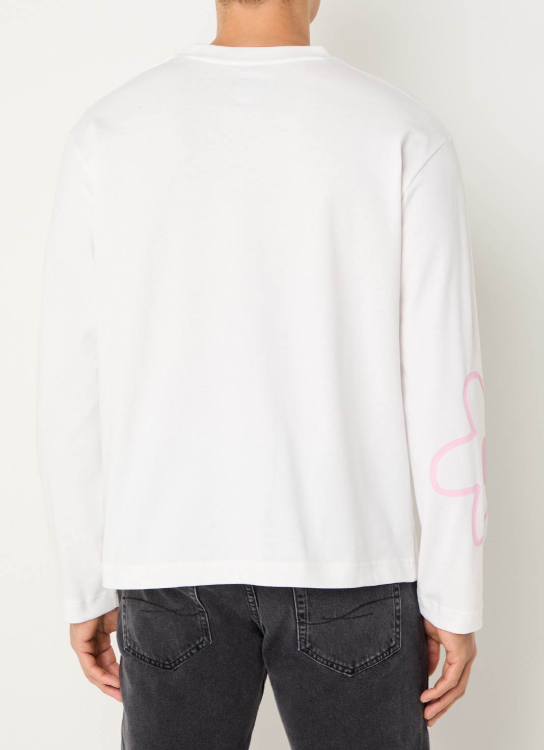 FLÂNEUR Blossom longsleeve met logo - achterkant 2 wit