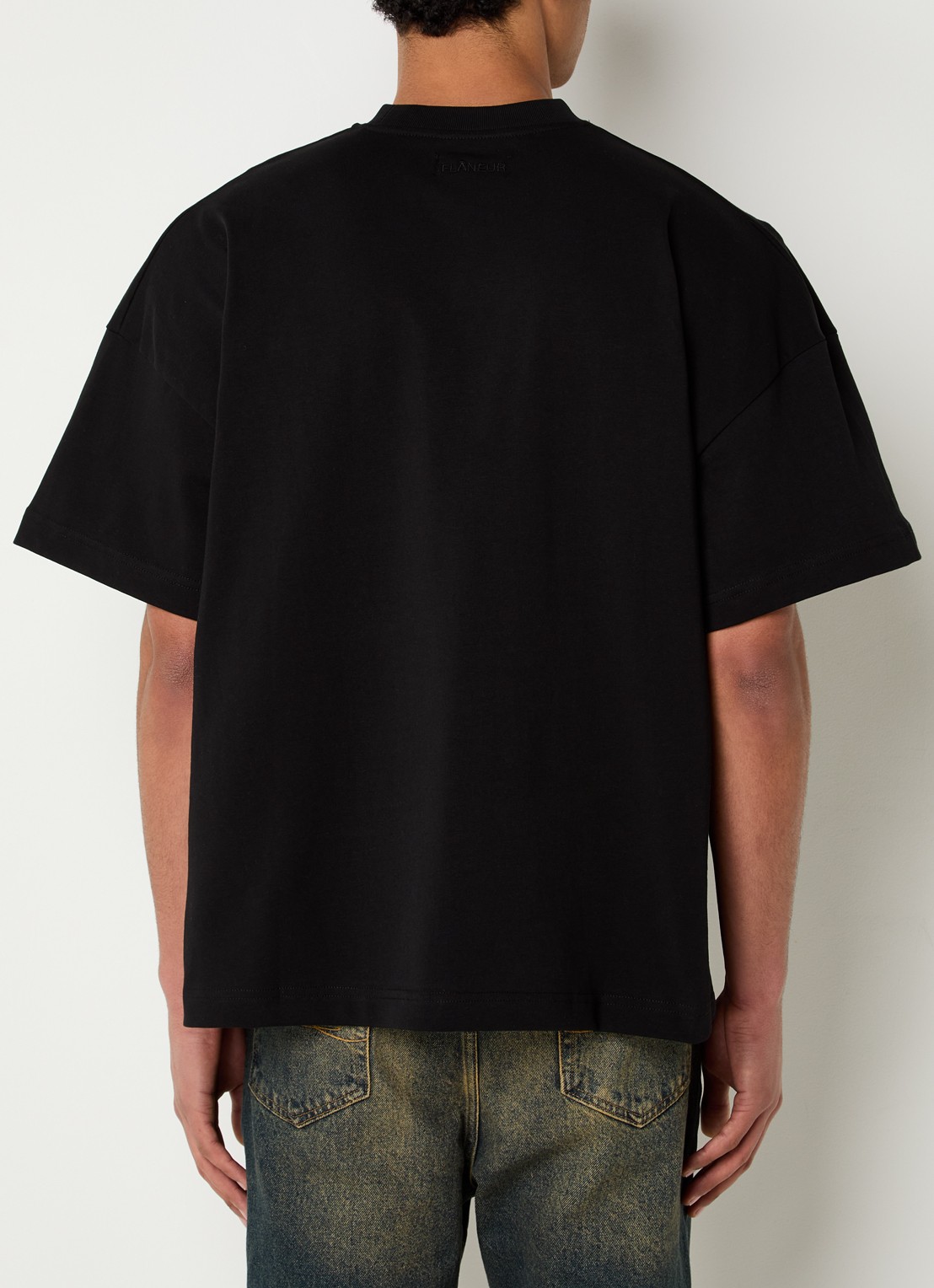 FLÂNEUR Box T-shirt met logoprint - achterkant zwart