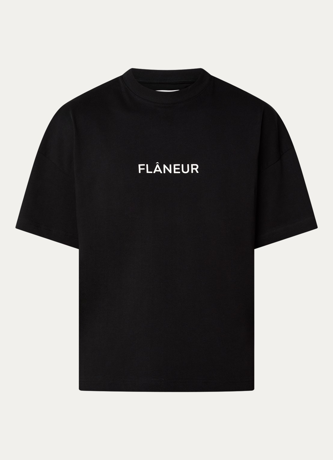 FLÂNEUR Box T-shirt met logoprint - voorkant 2 zwart