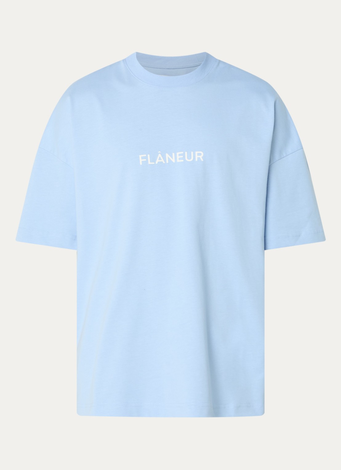 FLÂNEUR Box T-shirt met logoprint - voorkant lichtblauw