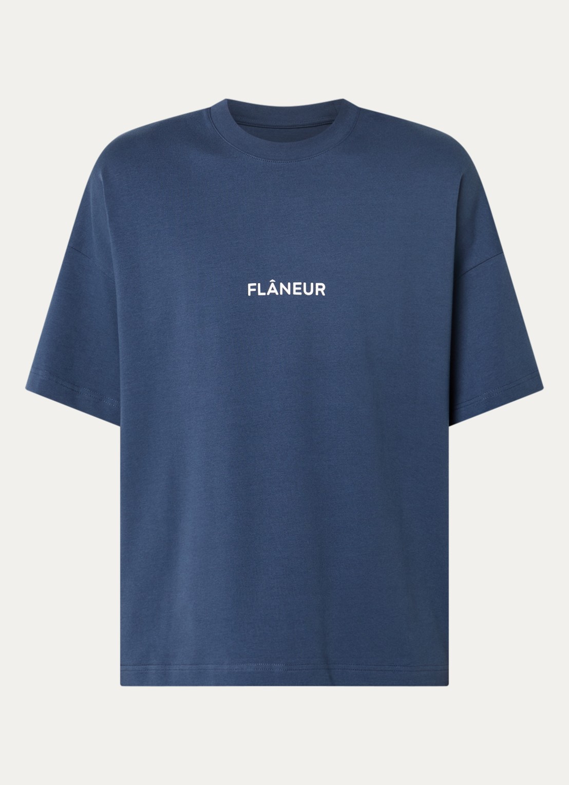 FLÂNEUR Box T-shirt met logoprint - voorkant 3 blauw