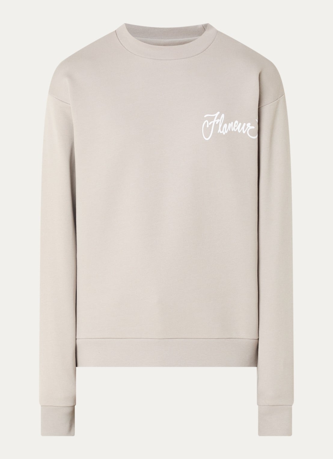 FLÂNEUR City sweater met logo- en backprint - voorkant 2 lichtgrijs
