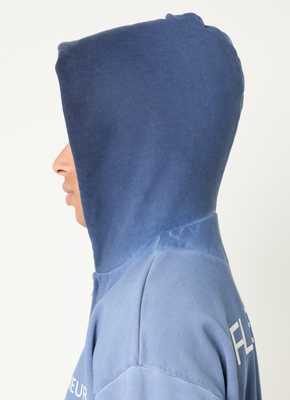FLÂNEUR Double Logo sweatvest met logo- en backprint - detail 2 staalblauw