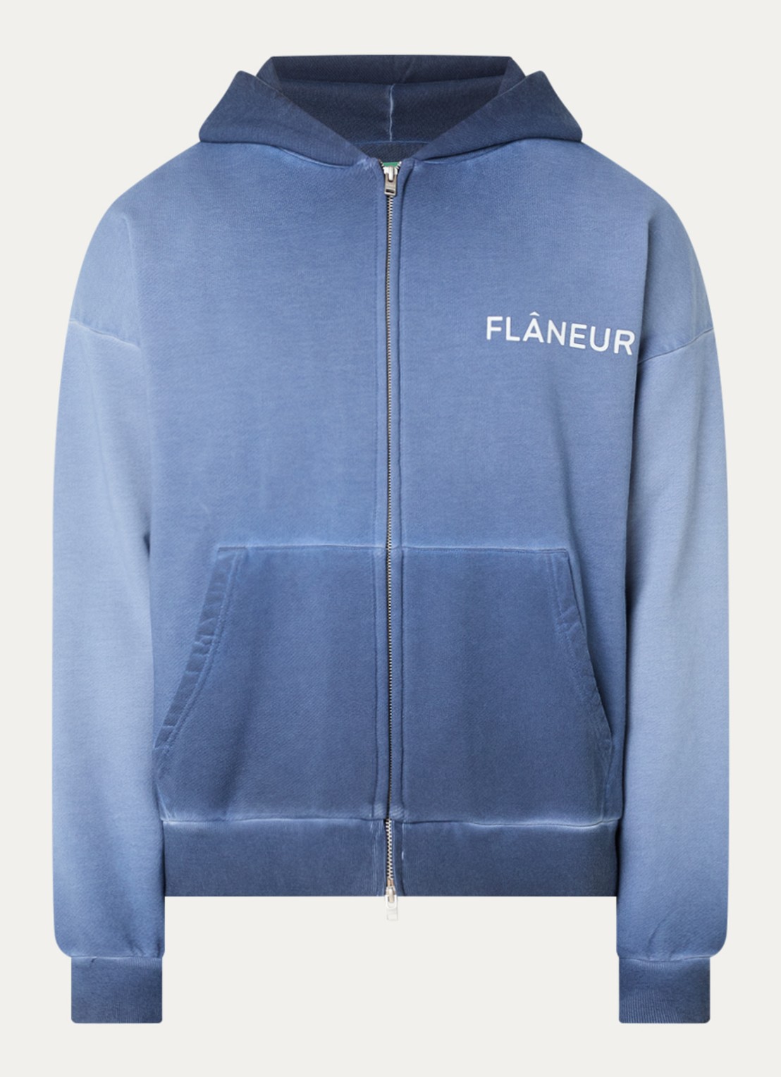 FLÂNEUR Double Logo sweatvest met logo- en backprint - voorkant 3 staalblauw