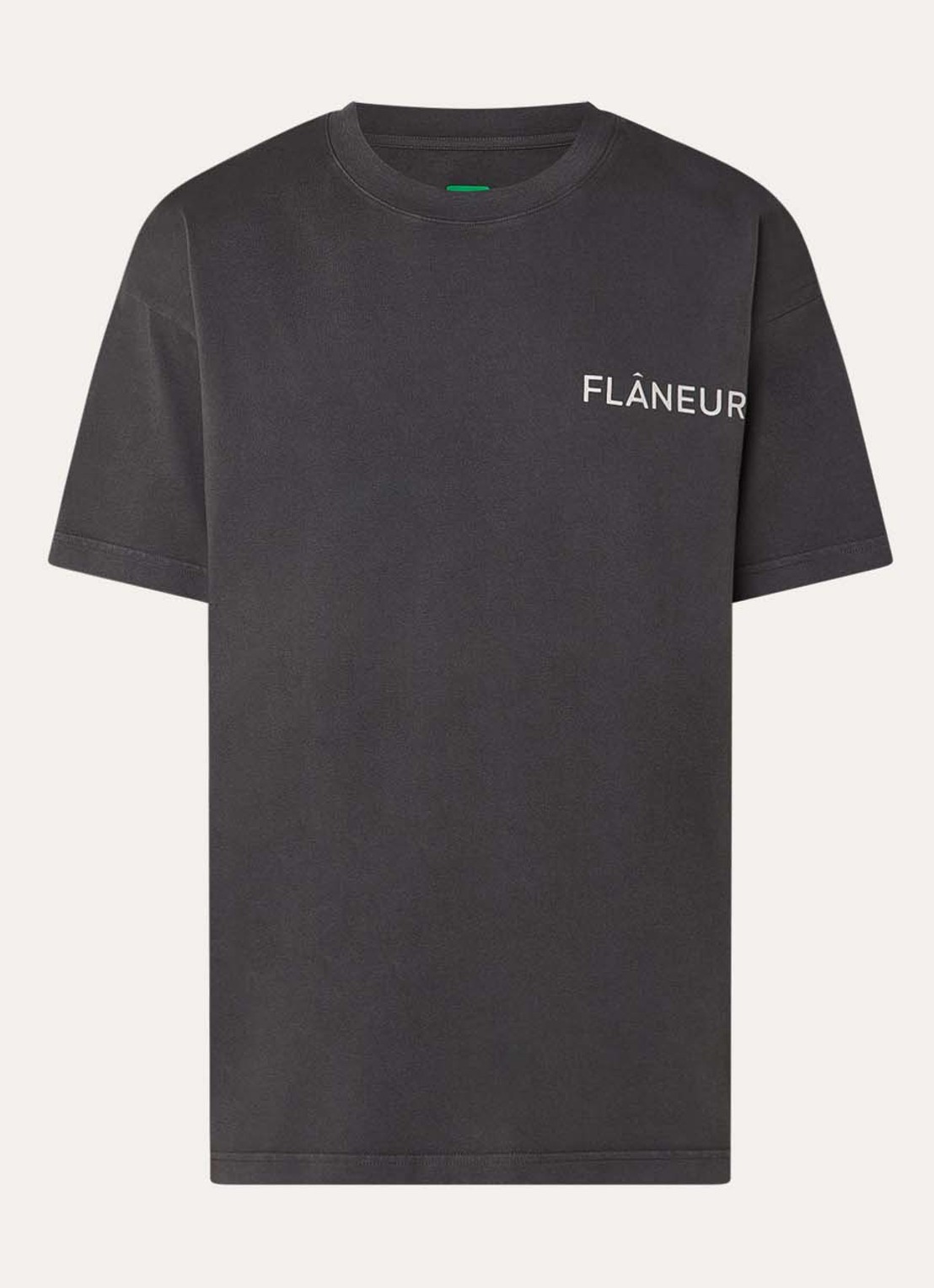 FLÂNEUR Double T-shirt met logo- en backprint - voorkant 2 donkergrijs