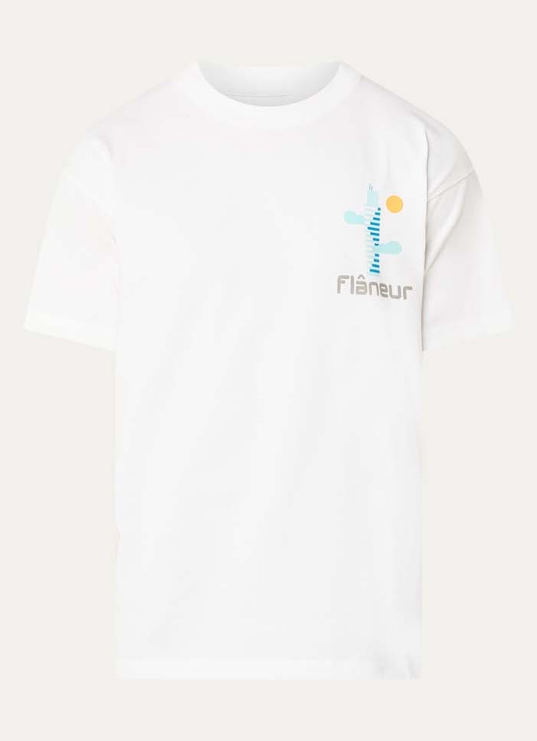 FLÂNEUR Festival Map T-shirt met logo- en backprint - voorkant wit