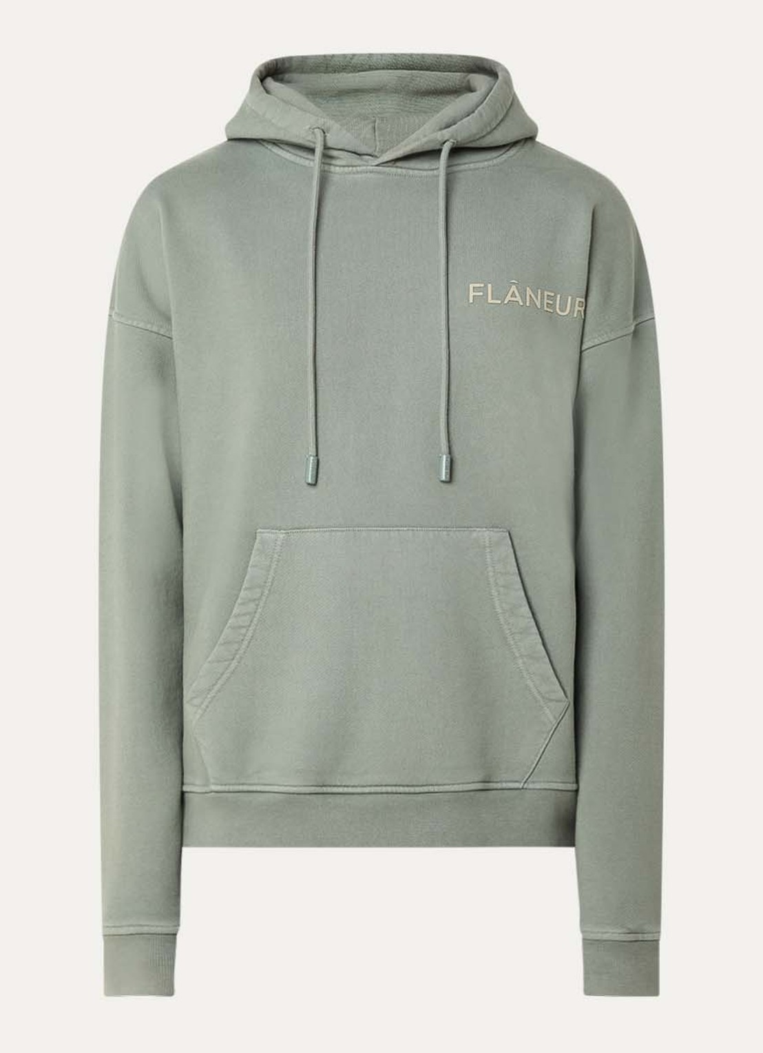 FLÂNEUR Hoodie met logo- en backprint - voorkant 4 groen
