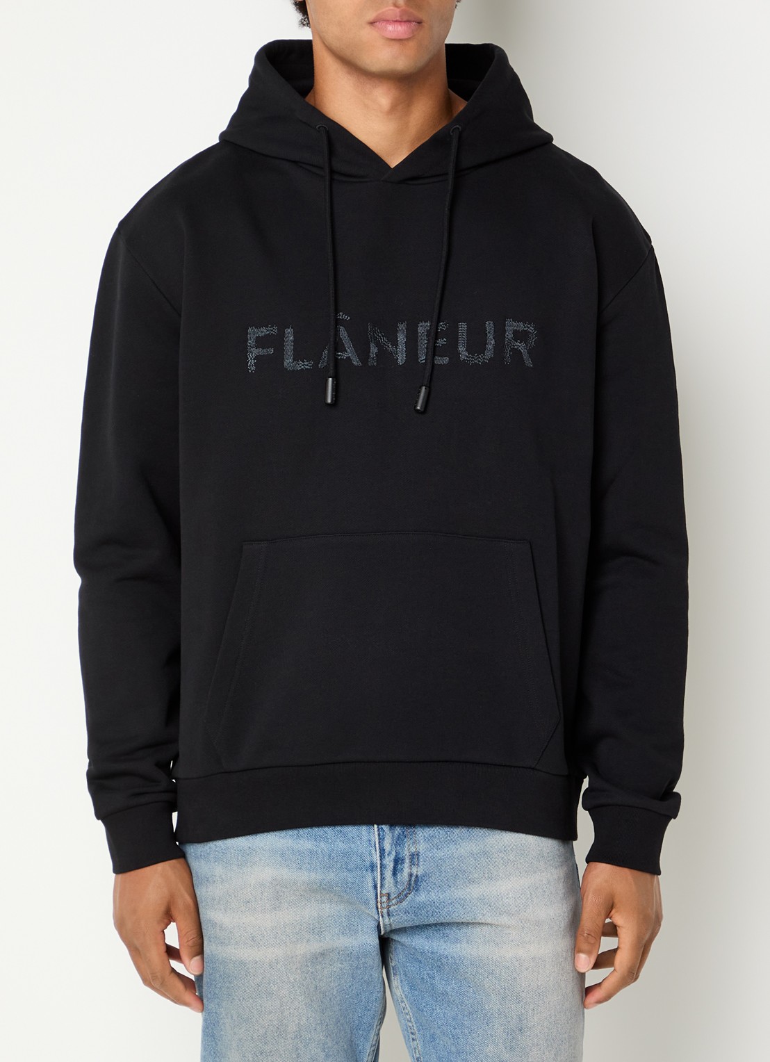 FLÂNEUR Hoodie met logoprint - detail 3 zwart