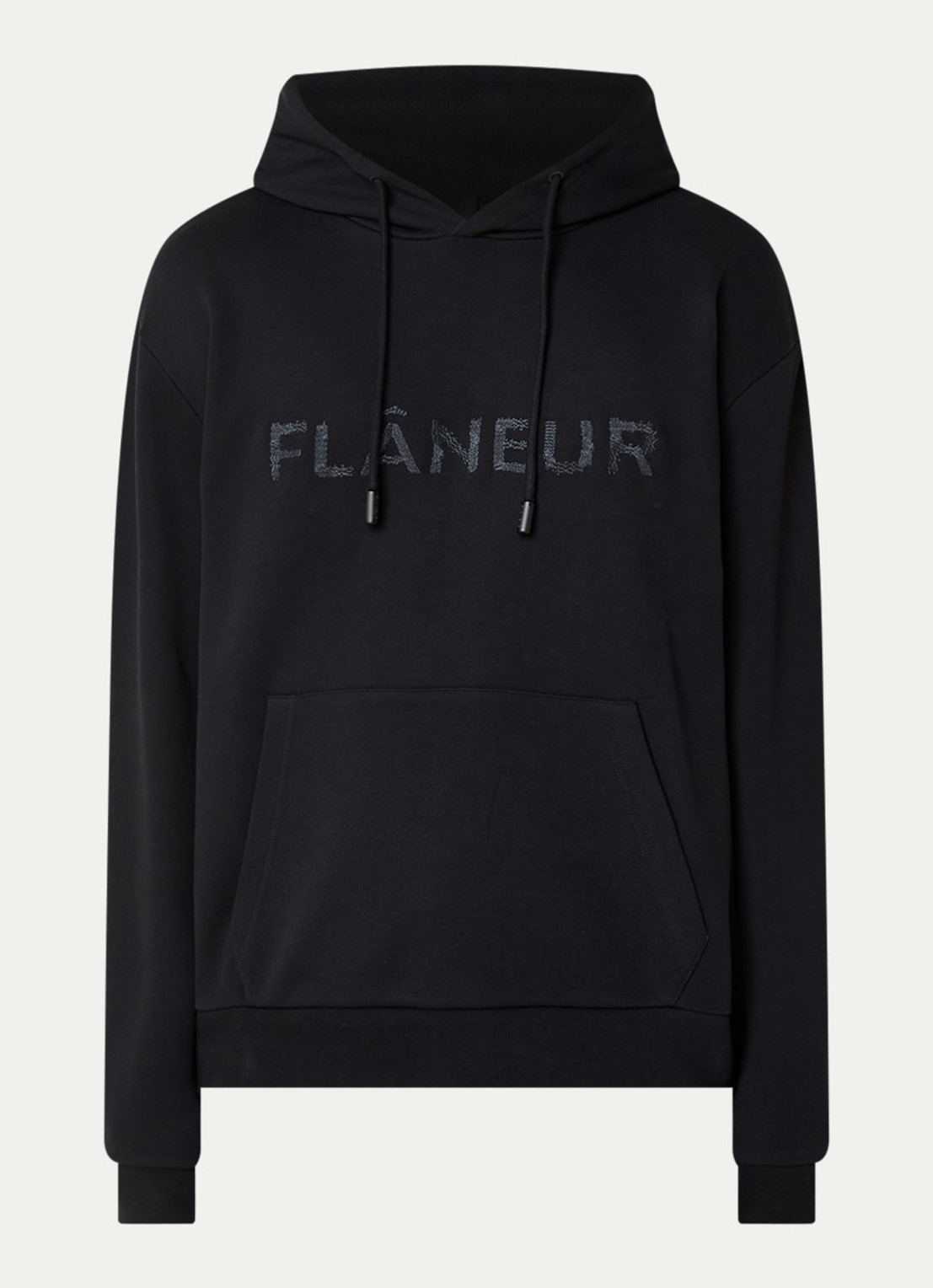 FLÂNEUR Hoodie met logoprint - voorkant zwart