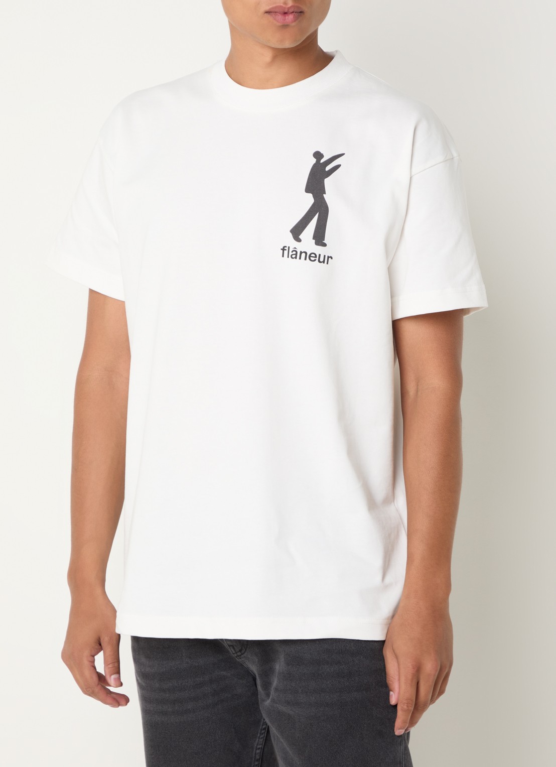 FLÂNEUR Inflatables T-shirt met logo- en backprint - detail 2 wit