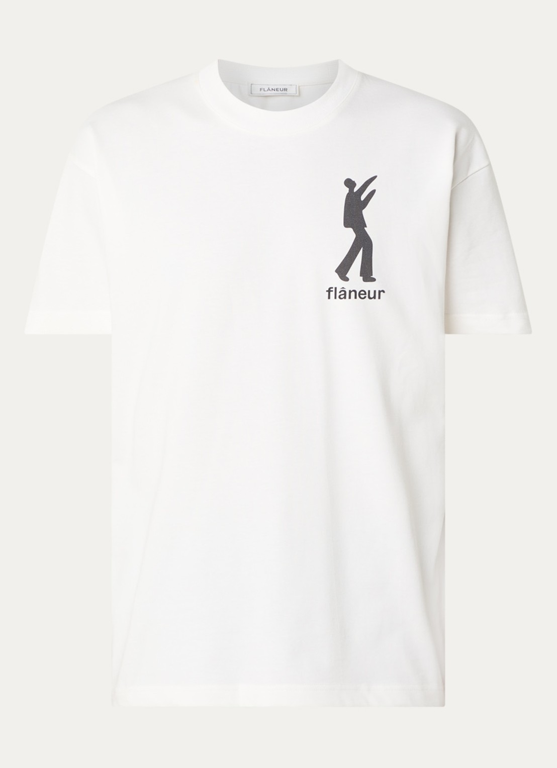 FLÂNEUR Inflatables T-shirt met logo- en backprint - voorkant 3 wit