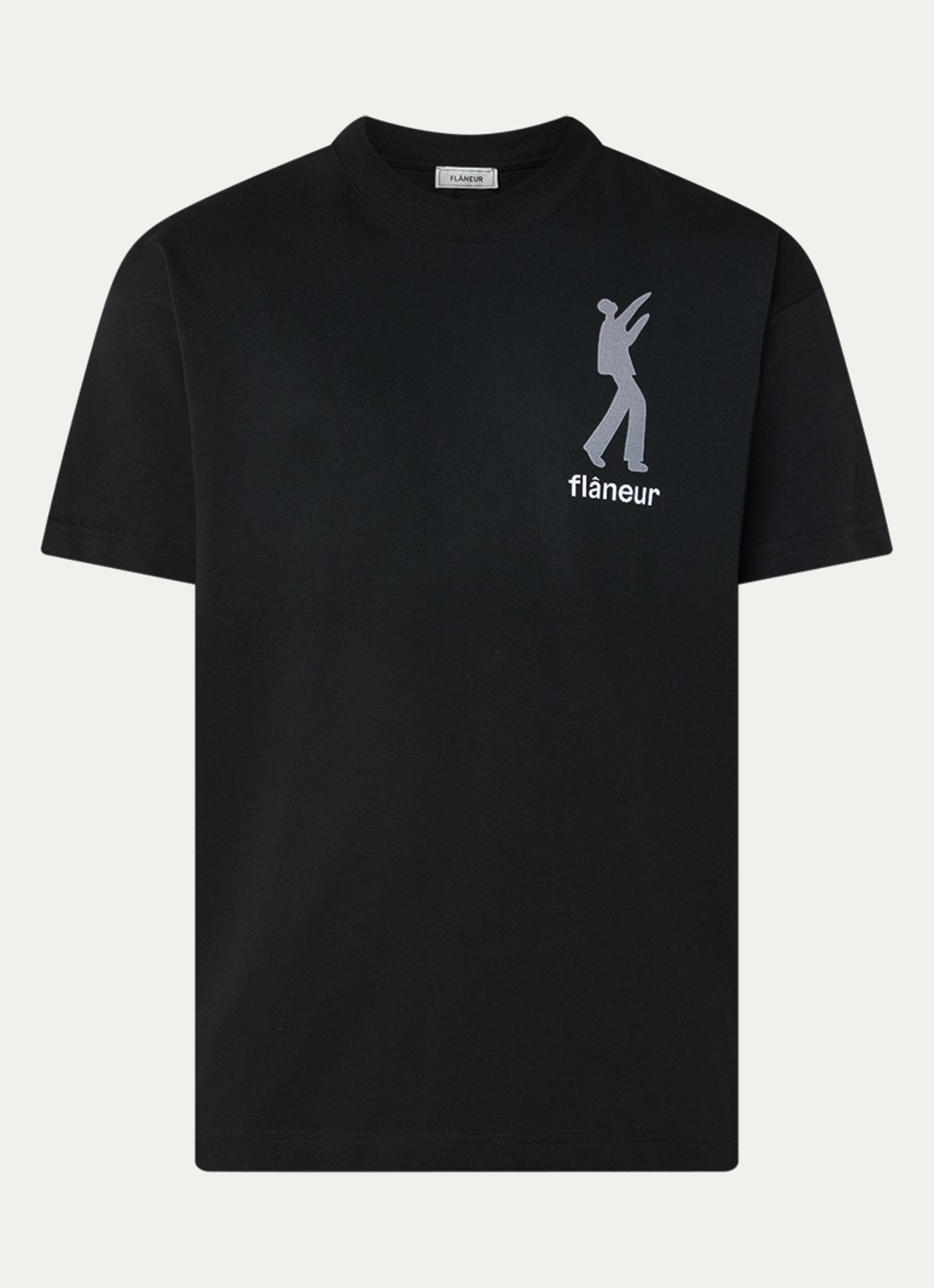 FLÂNEUR Inflatables T-shirt met logo- en backprint - voorkant 3 zwart