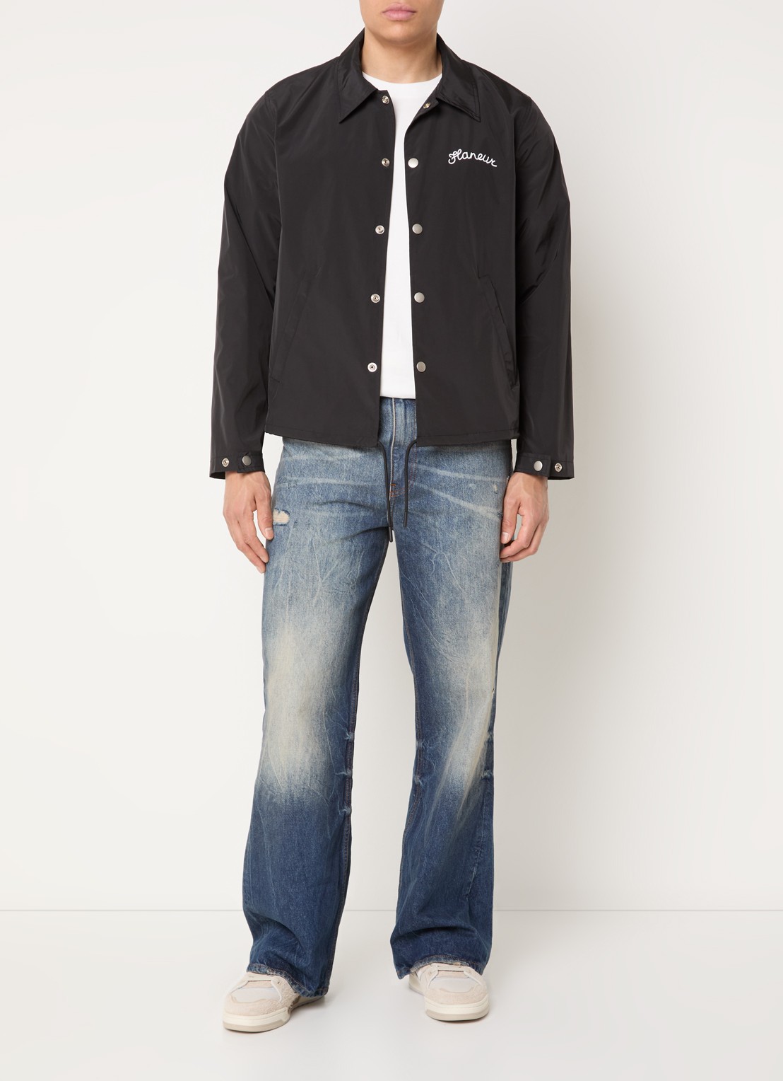 FLÂNEUR Jack met logoprint - voorkant 2 zwart