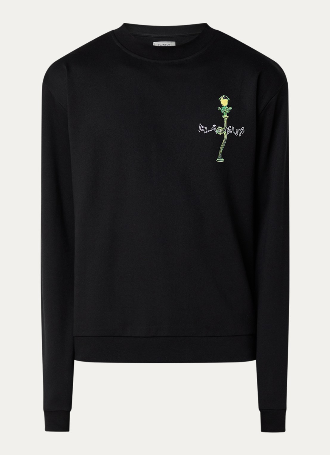 FLÂNEUR Lantern trui met logo- en backprint - voorkant 2 zwart