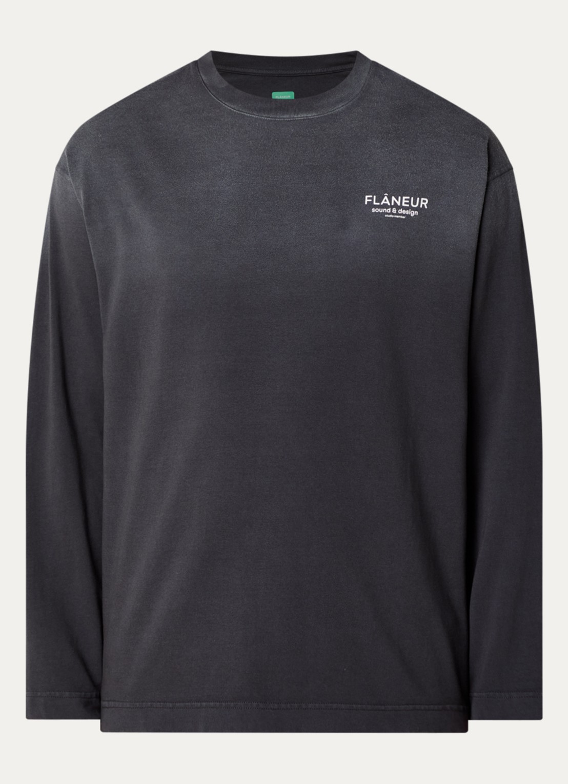 FLÂNEUR Longsleeve met logo- en backprint - voorkant 2 antraciet