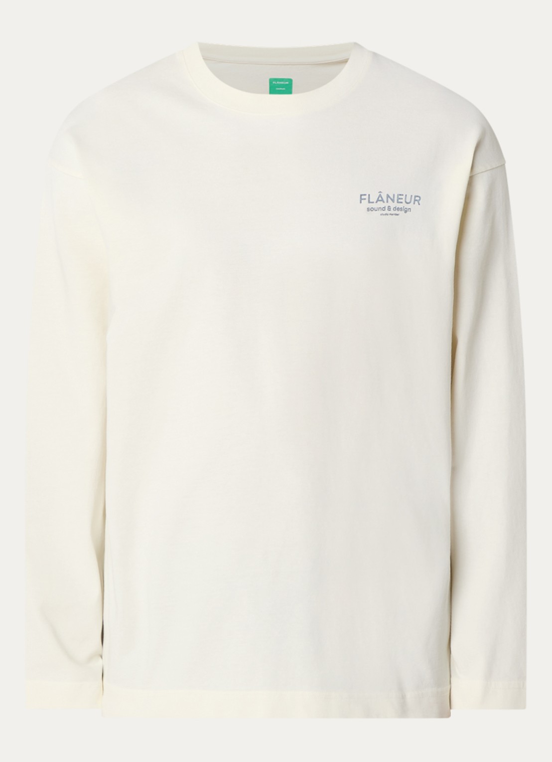 FLÂNEUR Longsleeve met logo- en backprint - voorkant 2 ivoor
