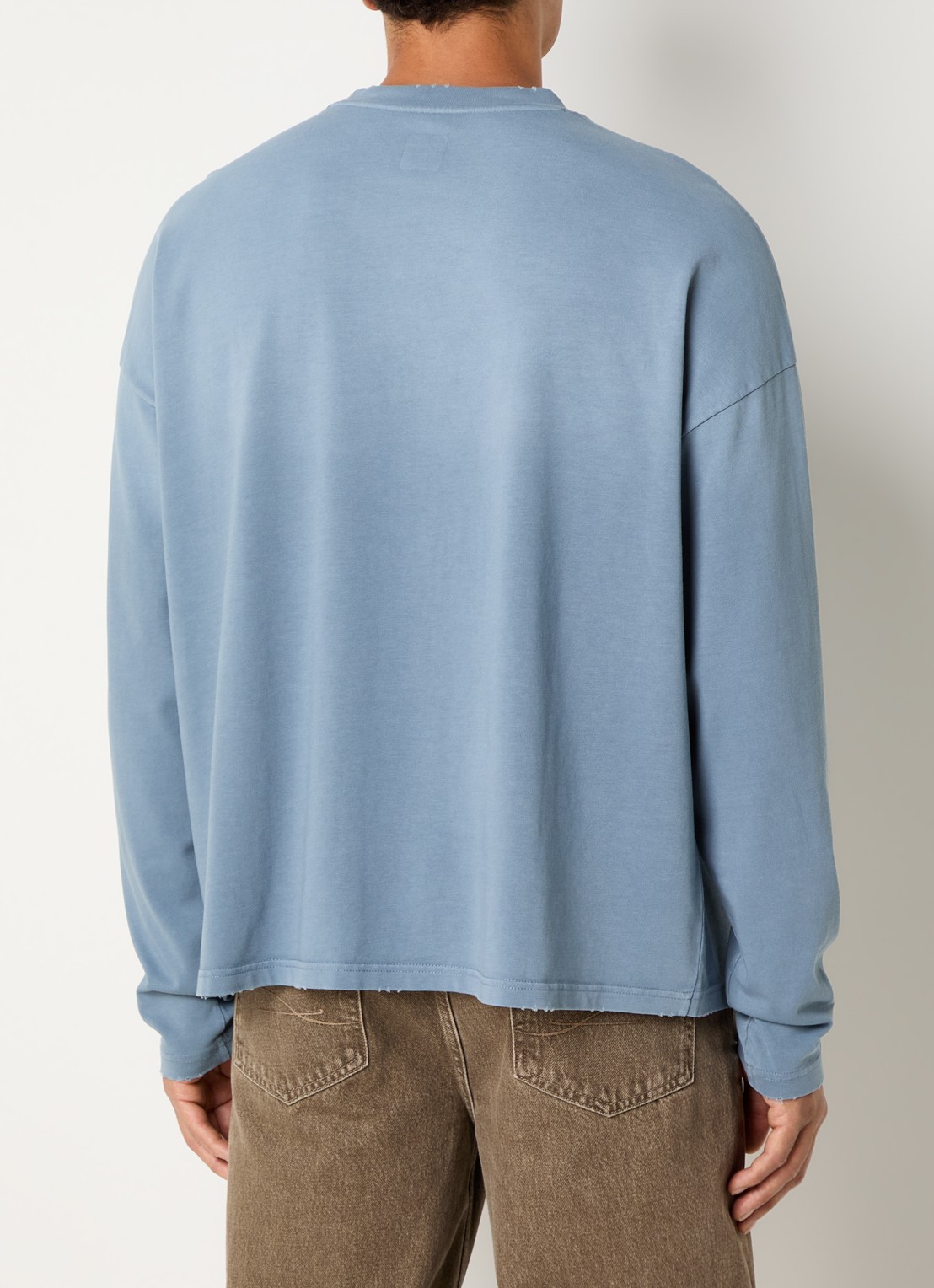 FLÂNEUR Longsleeve met logo - achterkant 4 blauwgrijs
