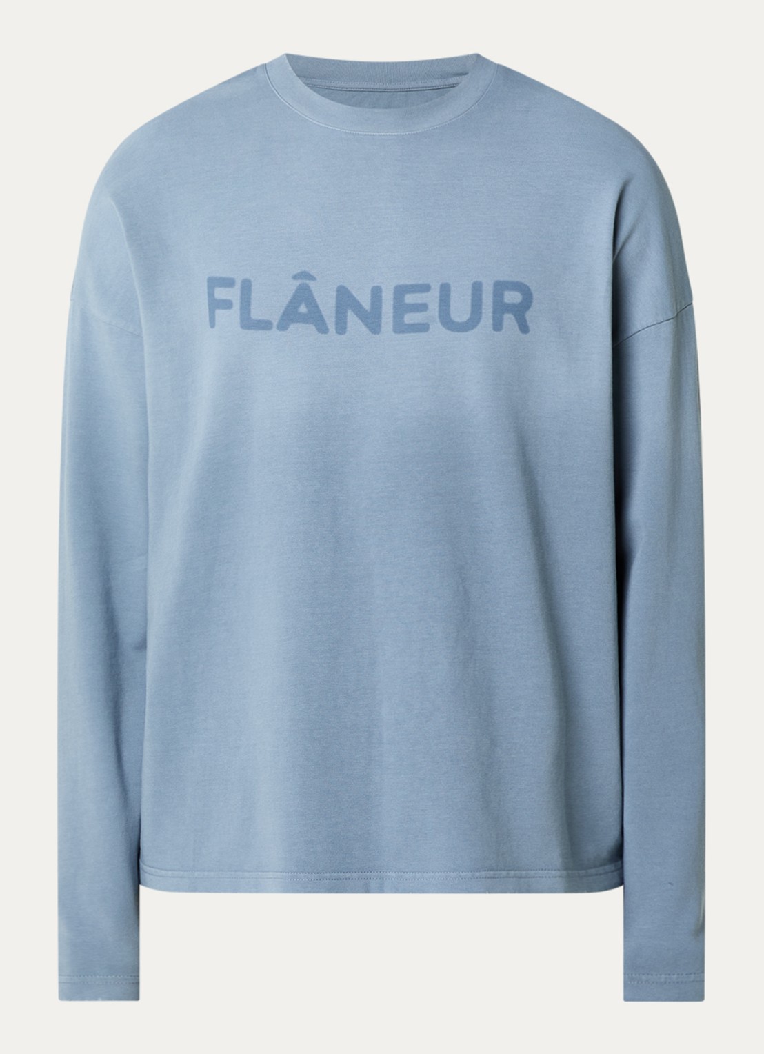 FLÂNEUR Longsleeve met logo - voorkant 2 blauwgrijs