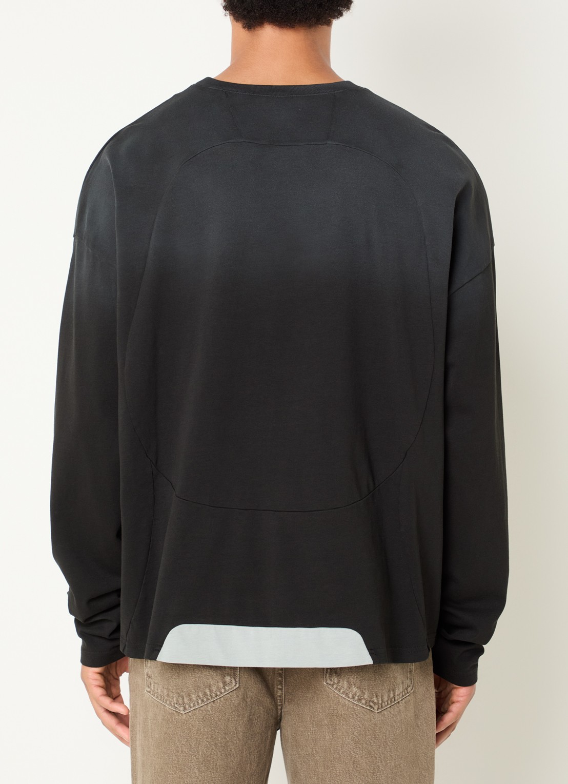 FLÂNEUR Longsleeve met logoborduring - achterkant zwart