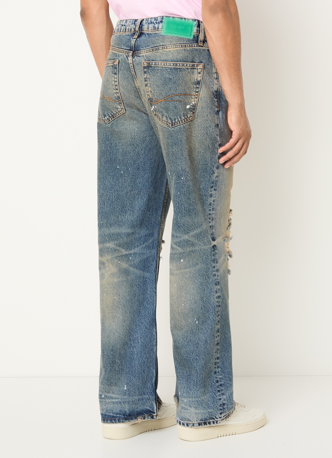 FLÂNEUR Loose fit jeans met destroyed afwerking - achterkant 5 indigo