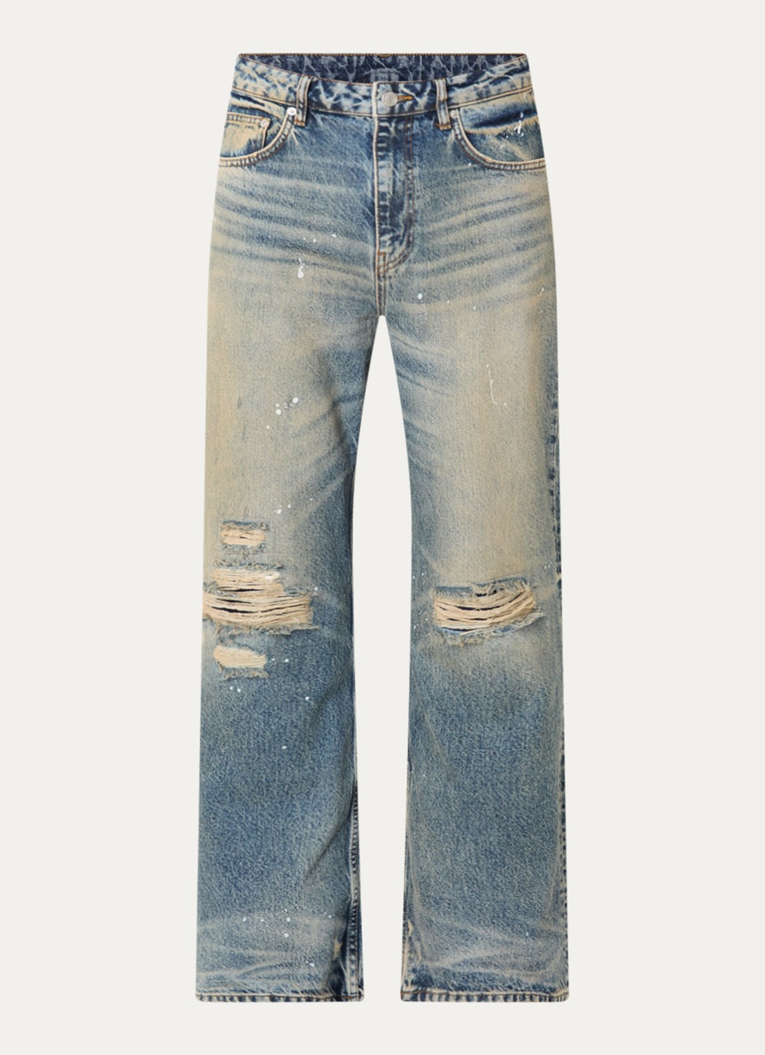 FLÂNEUR Loose fit jeans met destroyed afwerking - voorkant 3 indigo