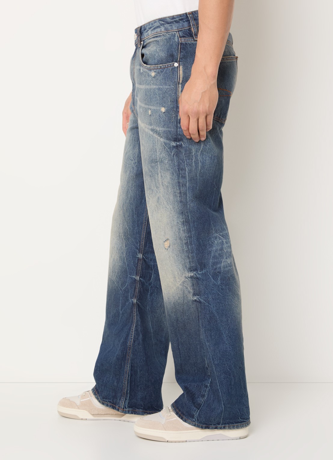 FLÂNEUR Loose fit jeans met donkere wassing - detail 4 beige