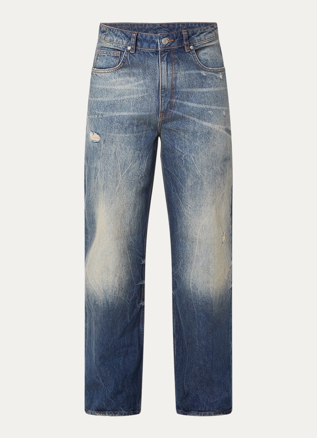 FLÂNEUR Loose fit jeans met donkere wassing - voorkant beige
