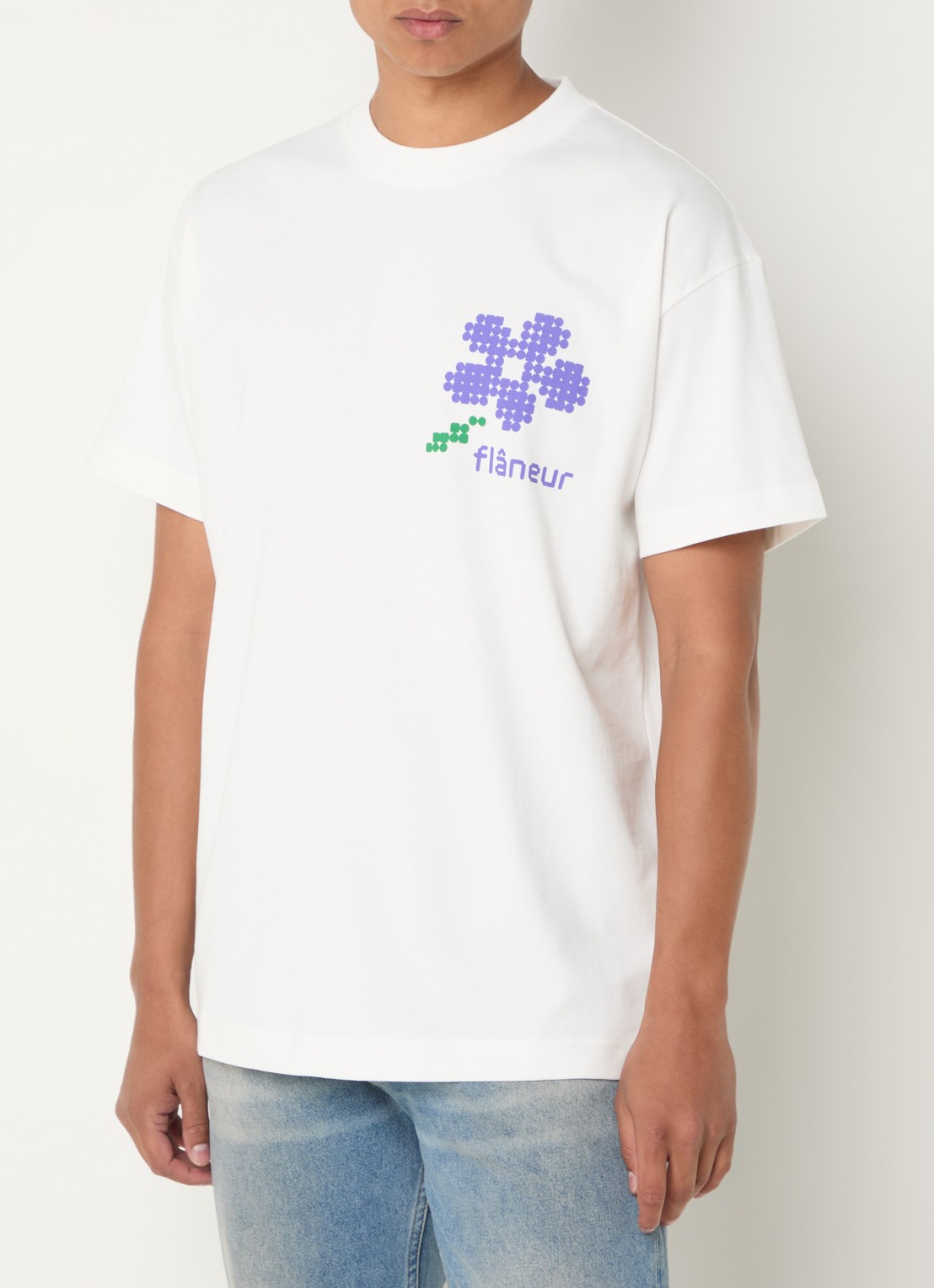 FLÂNEUR Pixel T-shirt met logo- en backprint - achterkant 4 wit