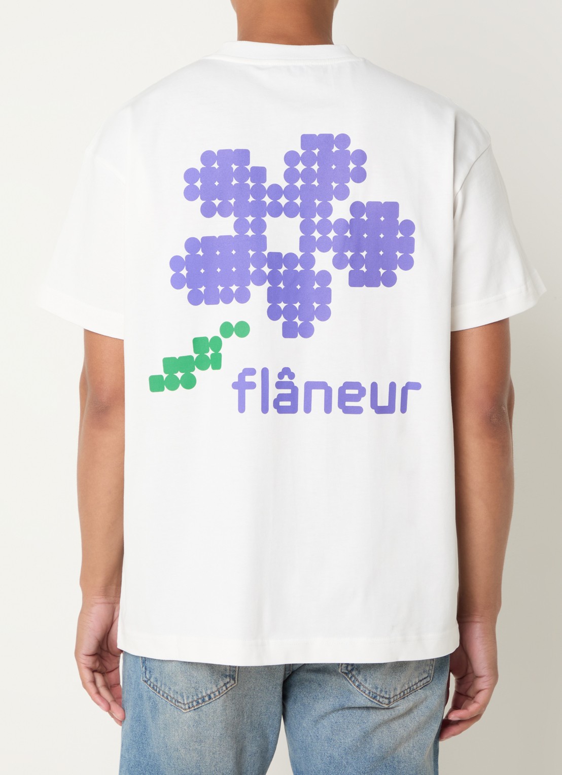 FLÂNEUR Pixel T-shirt met logo- en backprint • Wit • de Bijenkorf