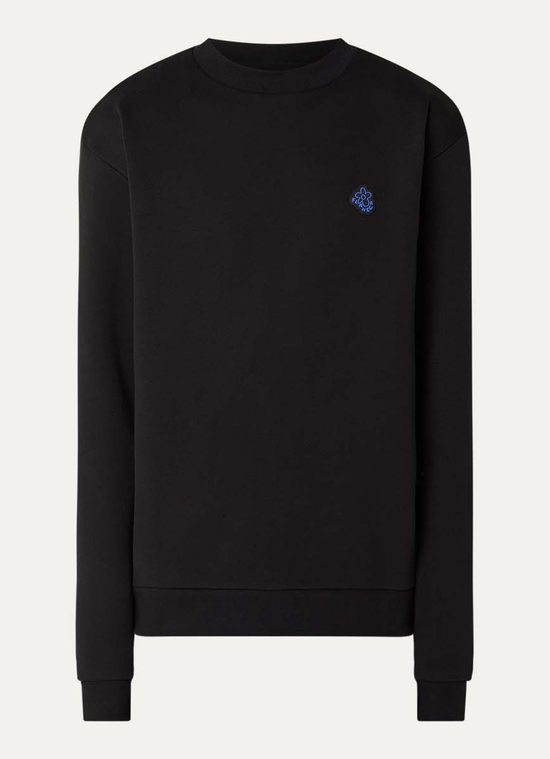 FLÂNEUR Rubber sweater met logo - voorkant zwart